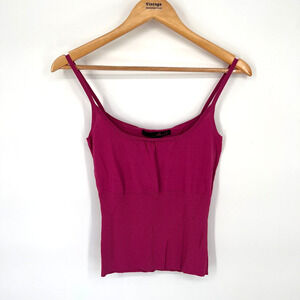 Willi Smith Ribbed Knit Pink Cami Tank Size S Scoop Stretch Y2K Corpcore Office